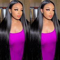 Pizazz Hair Straight Pre-Bleached Knots 13x6 HD Transparent 220% Density Straight Lace Front Human Hair Wigs With Pre Plucked...