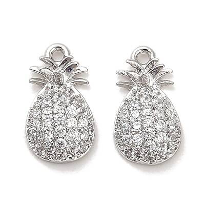 Brass Micro Pave Clear Cubic Zirconia Charms