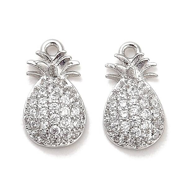 Brass Micro Pave Clear Cubic Zirconia Charms
