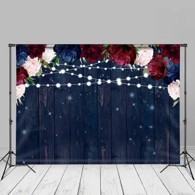 Colorful Roses Dark Blue Wooden Backdrop For Photo - Aperturee