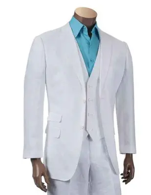 Mens White Linen Suit