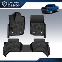 TPE Floor Mats Liners Fit For Toyota Tacoma Double Cab All Weather Waterproof Double Cab rubber truck floor Mats-3pcs black C...