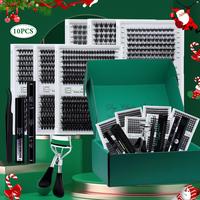Eyelashes Extension Kit, 10pcs/box Mixed Length Individual False Eyelashes with Eyelash Glue & Tweezers, Professional Eye Mak...