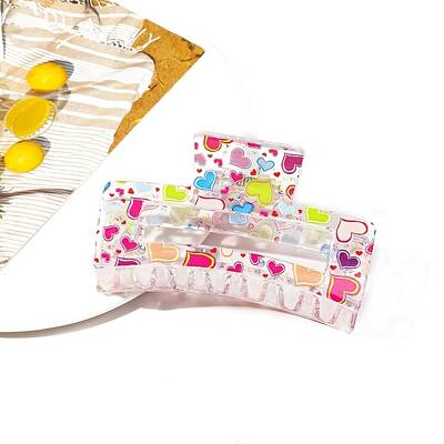 Rectangle Printed Plastic Claw Hair Clips