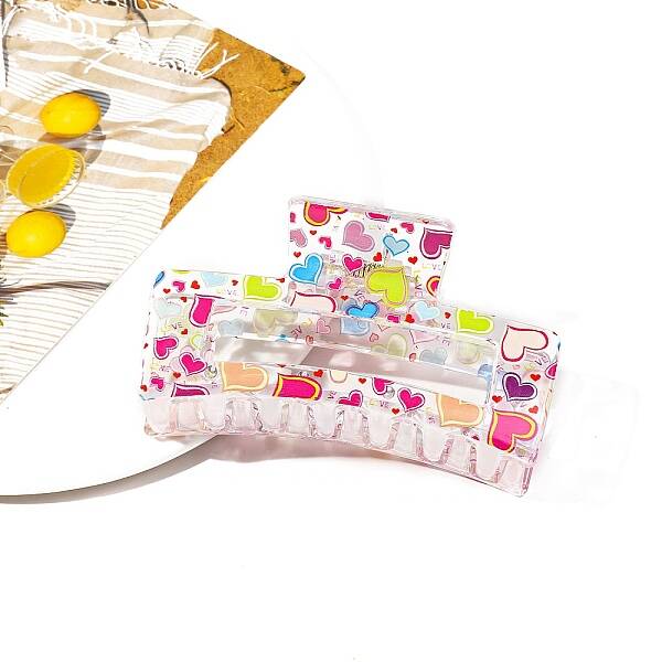 Rectangle Printed Plastic Claw Hair Clips