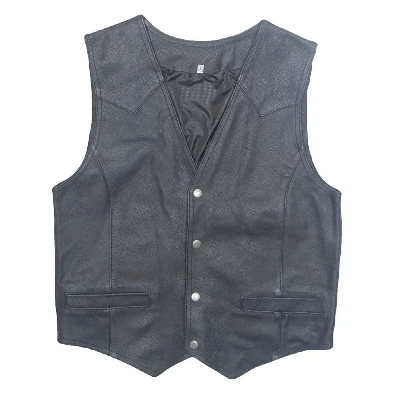 Mens Waistcoat Black Faux Leather S