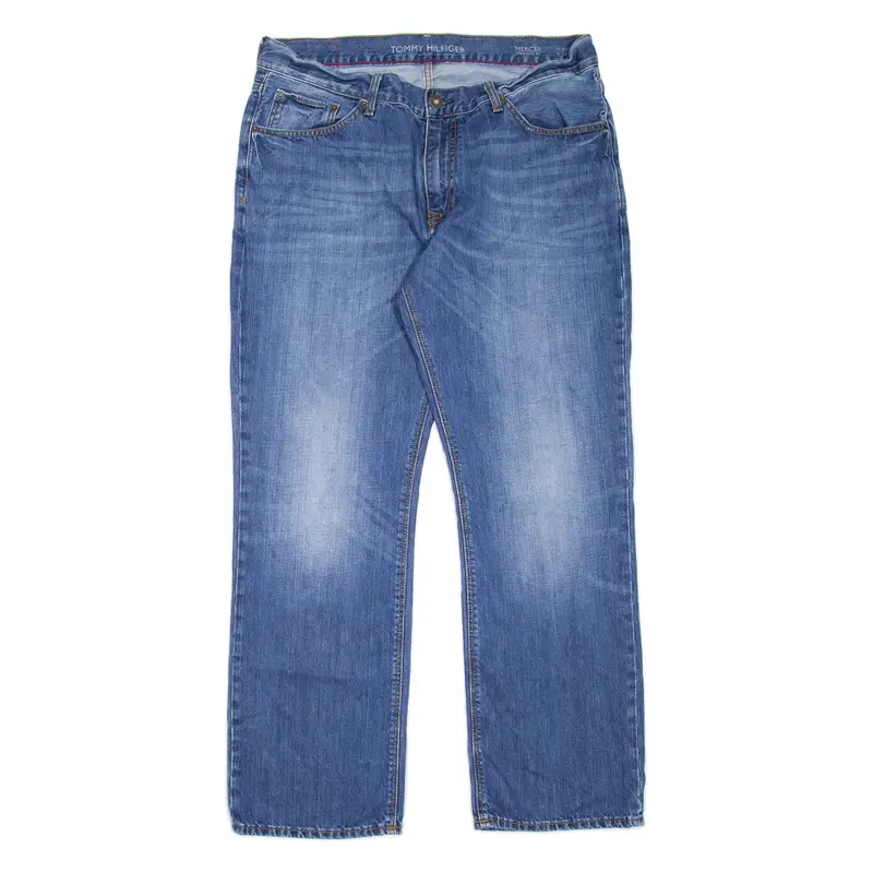 TOMMY HILFIGER Mercer Mens Jeans Blue Regular Straight Stone Wash W34 L32