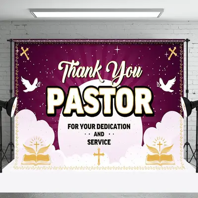 Aperturee Purple Boho Sun Pigeon Thank You Pastor Backdrop - Aperturee