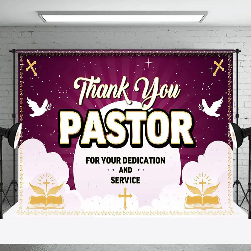 Aperturee Purple Boho Sun Pigeon Thank You Pastor Backdrop - Aperturee