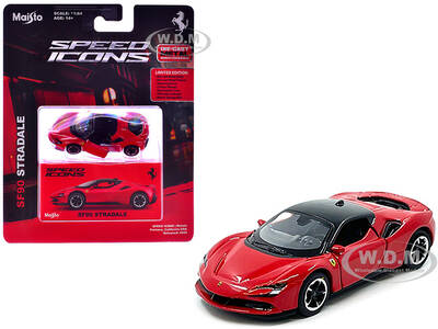 Ferrari SF90 Stradale Red with Black Top Speed Icons Series 1/64 Diecast Model Car by Maisto
