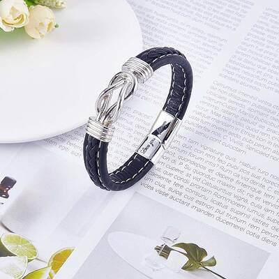 Word Love You Forever Stainless Steel Interlocking Knot Link Bracelet