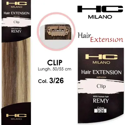 Hc milano extension 3 clips remy width 14-16cm length 50cm col.3/26
