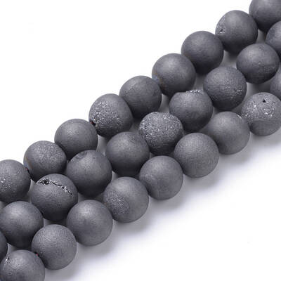 Electroplated Natural Druzy Geode Agate Bead Strands