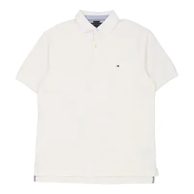 Tommy Hilfiger Polo Shirt - Large White Cotton
