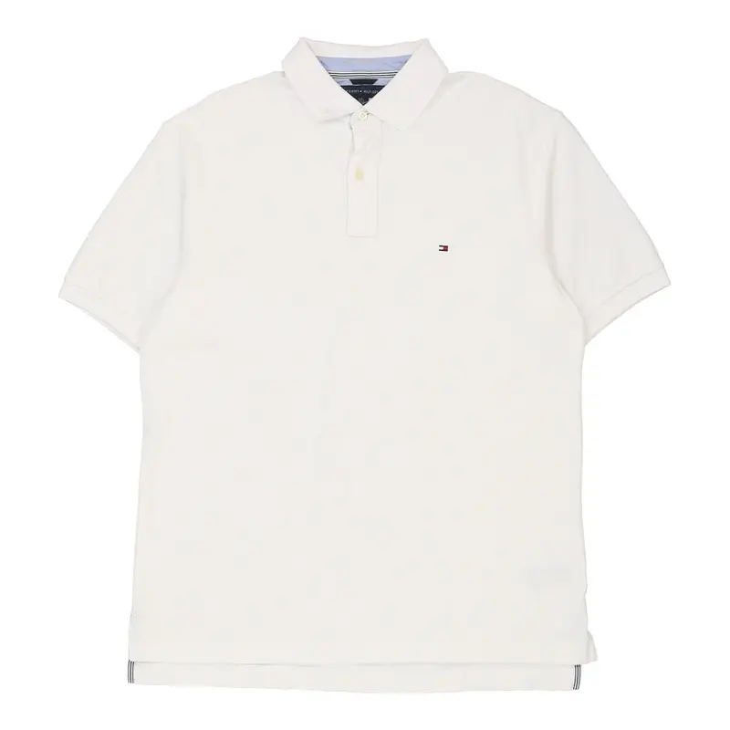 Tommy Hilfiger Polo Shirt - Large White Cotton
