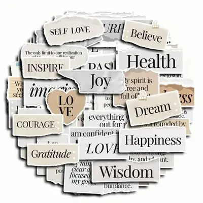 English Scrapbooking Paper, 60pcs/set DIY Decorative Sticker, DIY Decals for Water Bottle, Laptop, Phone Case, Scrapbooking, ...