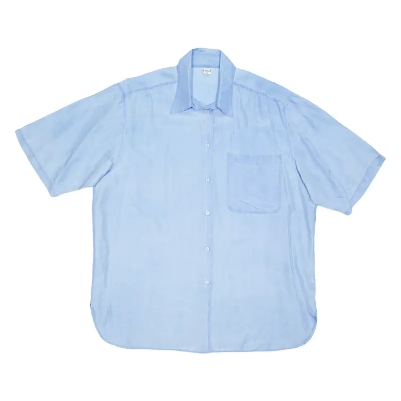 Womens Plain Shirt Blue Silk XL