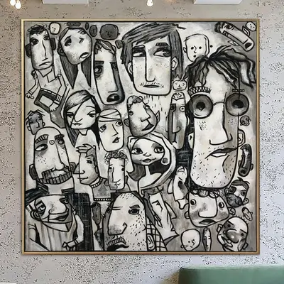 Abstract Acrylic Painting On Canvas Extra Large Figurative Art Abstract Wall Artwork Painting | CLOSE PEOPLE