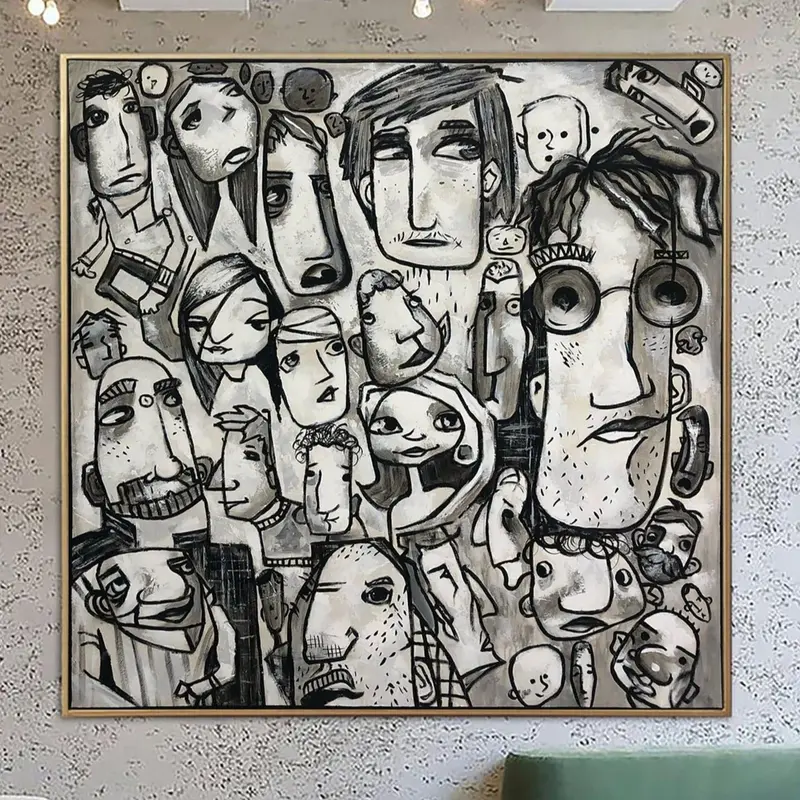 Abstract Acrylic Painting On Canvas Extra Large Figurative Art Abstract Wall Artwork Painting | CLOSE PEOPLE
