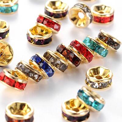 Brass Grade A Rhinestone Spacer Beads