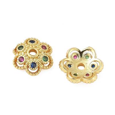 Brass Micro Pave Colorful Cubic Zirconia Bead Caps