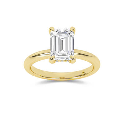 Dream Weaver Hidden Halo Emerald Cut Lab Grown Diamond Engagement Ring | 14K Yellow Gold 3 3/4 CT. TW.
