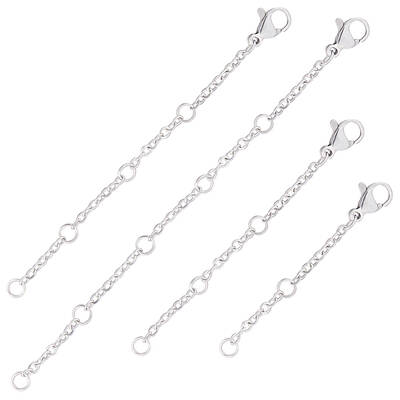 32Pcs 4 Style 304 Stainless Steel Cable Chain Extender