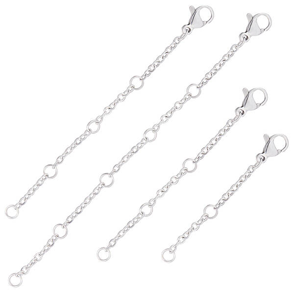 32Pcs 4 Style 304 Stainless Steel Cable Chain Extender
