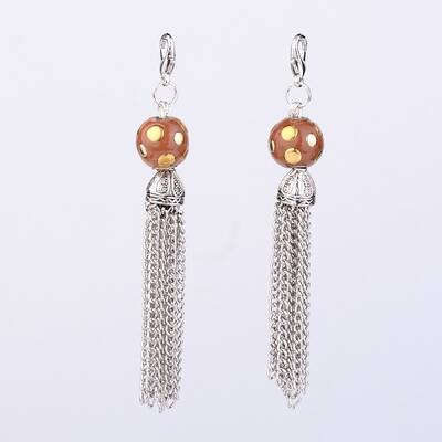 Antique Silver Plated Iron Chains Tassels Big Pendants