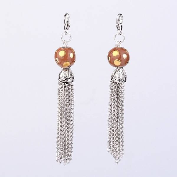 Antique Silver Plated Iron Chains Tassels Big Pendants