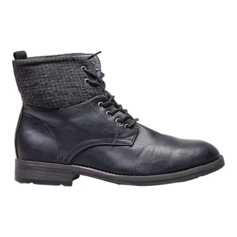 VENICE Lace-Up Boots Black Leather Mens UK 9