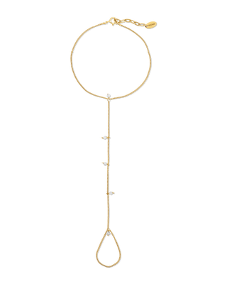 Moonstone Handchain | Metal Color: Gold | Size: Adjustable 6 - 7 inches