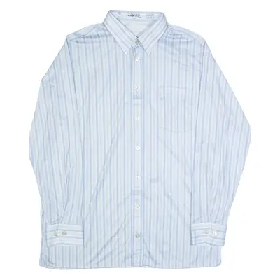 LIBERO Mens Shirt Blue 90s Striped Long Sleeve L