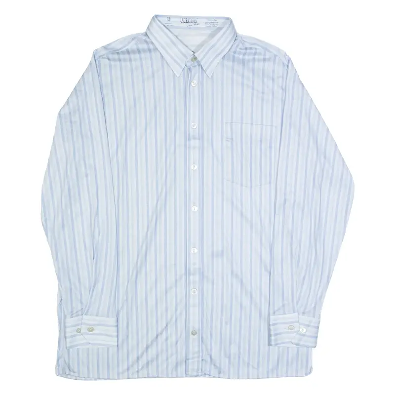 LIBERO Mens Shirt Blue 90s Striped Long Sleeve L