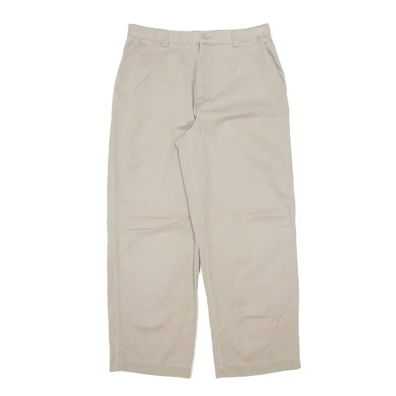 J CREW Chino Trousers Beige Regular Wide-Leg Mens W32 L30