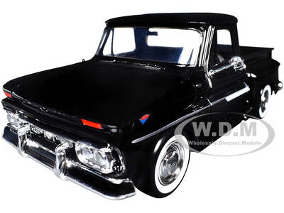 1966 GMC C1000 Fenderside Pickup Truck Black Timeless Legends Series 1/24 Diecast Model Car by Motormax