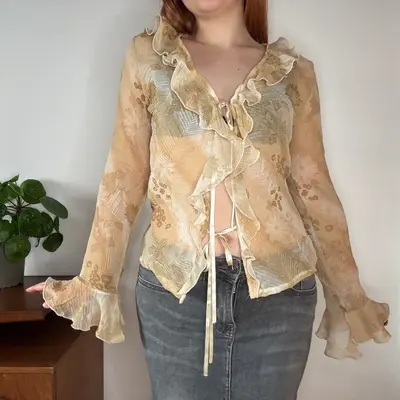 Unbranded Blouse - Medium Beige Polyester