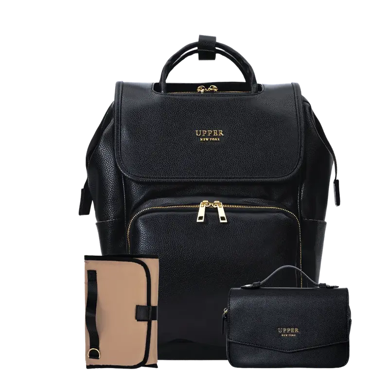Leather Diaper Bag Backpack - La Madison™ II - Work & Play Commuter Backpack Gift Set (Limited Edition)