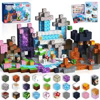 Magnetic Blocks-150PCS Magnetic Building Blocks Magnetic Cubes Stacking Dark Forest Glacier Castle, STEM Montessori Sensory T...
