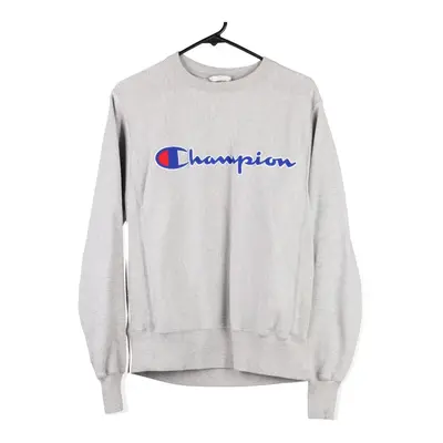 Reverse Weave Champion Spellout Sweatshirt - Small Grey Cotton