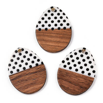 Printed Opaque Resin & Walnut Wood Pendants
