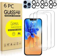 [3 + 3] 3 Pack Tempered Glasses Screen Protector and 3 Pack Camera Lens Protector For Apple iPhone 16 16e 15 14 Plus 13 Mini ...