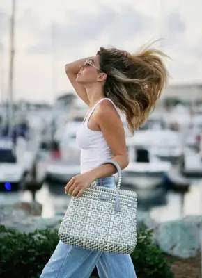 Less Pollution Convertible Handbag- Ivory Silver