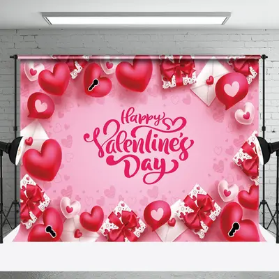 Aperturee Pink Heart Gift Box Valentine'S Day Phrase Backdrop, 3X2FT(1MX0.6M), 14 USD, NYHD5I05-M, valentines day backdrops