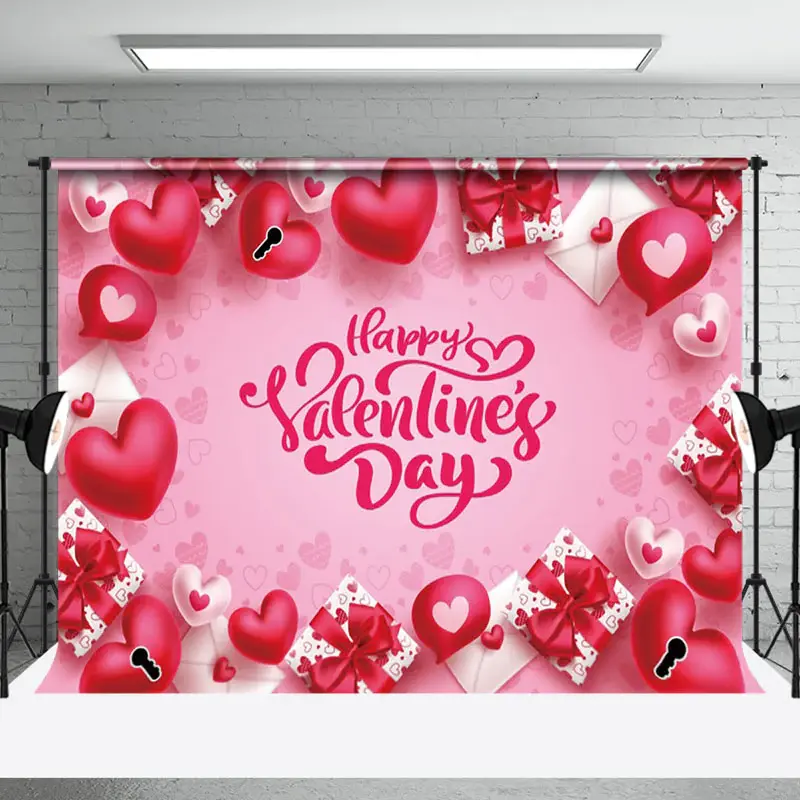 Aperturee Pink Heart Gift Box Valentine'S Day Phrase Backdrop, 3X2FT(1MX0.6M), 14 USD, NYHD5I05-M, valentines day backdrops