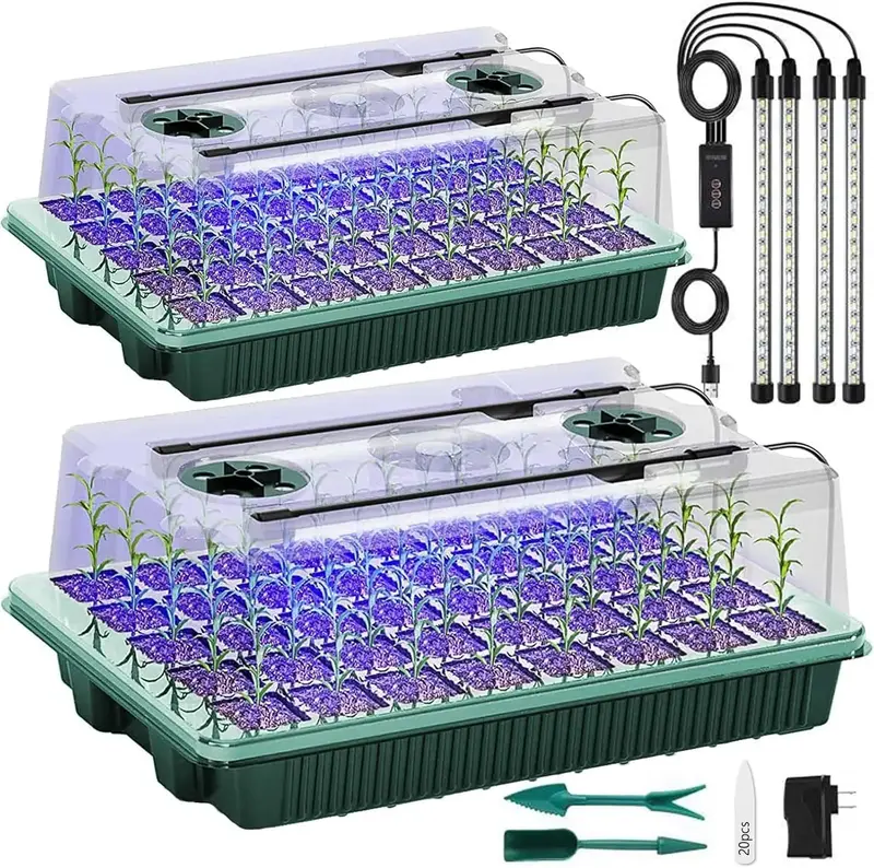 [LIMITED TIME DEAL] Seed Starter Tray with Grow Light, 2 Packs 80 Cells Seed Starting Kit Seedling Starter Trays with Grow Li...