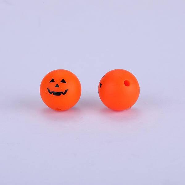 Printed Round with Ghost Pattern Silicone Focal Beads