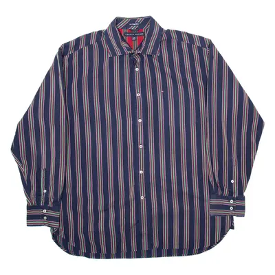 TOMMY HILFIGER Mens Shirt Blue Striped Long Sleeve XL
