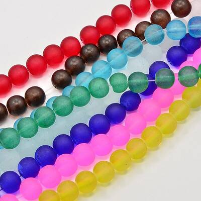 Frosted Glass Bead Strands