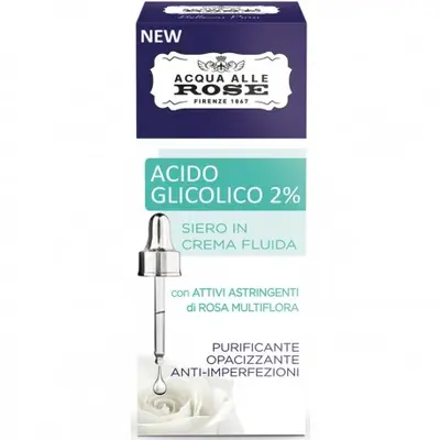 Acqua Alle Rose Fluid Cream Serum Glycolic Acid 2% Purifying Mattifying 30 ml